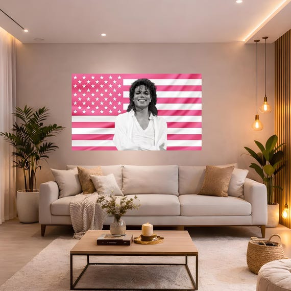 Michael Jackson Pink American Flag Tapestry – Pop Legend Wall Art