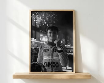 Lando Norris Black & White Poster | Formula 1 Wall Art | Monochrome Racing Print | F1 Driver Decor | Minimalist Motorsport Poster | Fan Gift