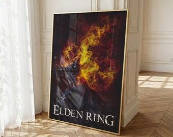 Poster di Elden Ring / Decorazione murale per giochi di ruolo dark fantasy / Stampa di Lands Between / Decorazione per avventure RPG / Poster di Tarnished Warrior / Regalo per fan