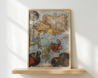 Elden Ring Map Poster | Lands zwischen Wandkunst | Fantasy Spiel Karte | RPG Gamer Dekor | Dark Souls Stil Kunst | Open World Poster