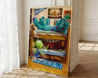 Monster University Poster | Pixar Wall Art | Mike Wazowski Print | Sulley Poster | College Cartoon Decor | Kids Movie Art | Fan Gift