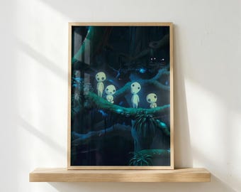 Kodama Poster | Forest Spirit Wall Art | Japanese Anime Print | Studio Ghibli Inspired Decor | Nature Aesthetic Poster | Fantasy Art
