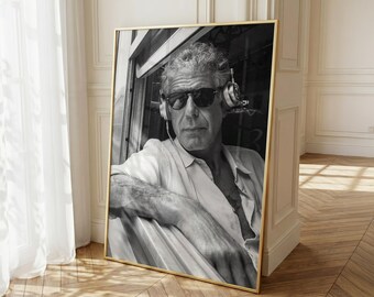 Anthony Bourdain Black & White Poster | Monochrome Culinary Wall Art | Travel Food Print | Minimalist Chef Decor | BW Aesthetic Poster