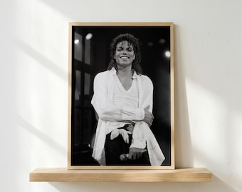 Michael Jackson Black & White Poster | Monochrome Wall Art | King of Pop | Vintage Music Decor | Classic MJ Portrait | Music Legend Art