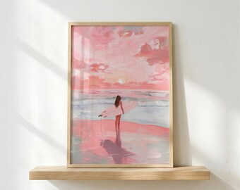 Pink Sunset Poster | Aesthetic Sunset Wall Art | Minimalist Nature Print | Dreamy Sky Decor | Pastel Landscape Poster | Modern Room Art