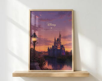 Magic Kingdom Poster | Disney Castle Wall Art | Theme Park Print | Fantasy Travel Decor | Fairytale Aesthetic Poster | Magical Disney Art