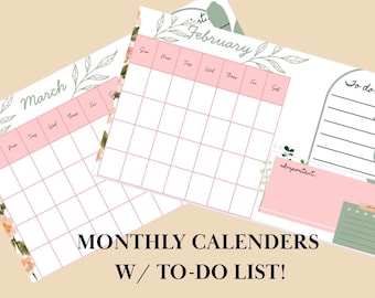 Cozy Pink Minimalist Undated Digital Monthly 2026 Planner | Pink, Sage Green To-Do List | iPad & Tablet | Instant Download | Daily Schedule