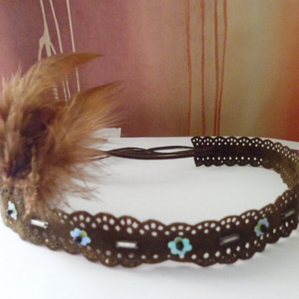 The Indian Headband.Baby headband for infants,Newborn,leather, feather,Baby headband, Headband,/Girl/Adult-Photo Prop