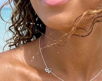 Sterling Silver Dainty Initial Necklace - Personalized Cursive Letter Charm - Multiple Initial Jewelry - Gifts for Girlfriend - 66s
