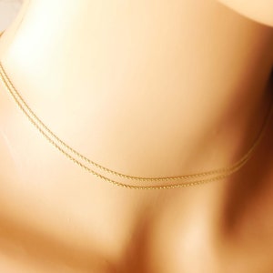 Dainty Gold Choker Necklace, double chain necklace, layering dainty necklace gold, gold layered necklace, dainty choker necklace, 17g image 3
