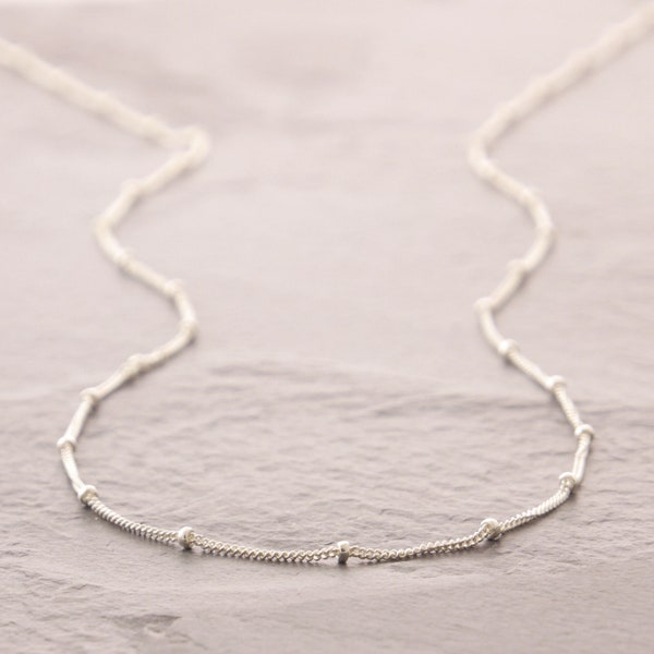 Sterling Silver Bead Necklace, silver satellite necklace, silver ball chain necklace, silver layering necklace, bead chain necklace, 38s