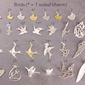 Tiny Charms, bracelet charm, charms for necklaces, silver charm, gold charm, mini charm, dainty, bird charm, leaf charm, flower charm, 8c image 2