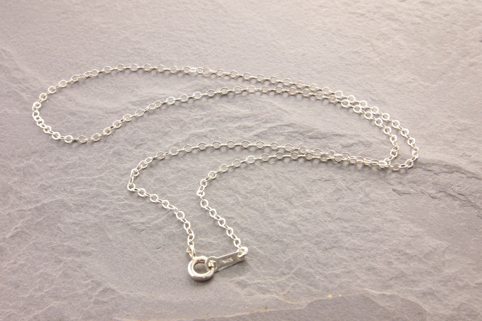 Sterling Silver Chain Necklace Silver Plain Necklace Cable - Etsy