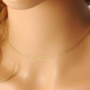 Dainty Gold Choker Necklace, double chain necklace, layering dainty necklace gold, gold layered necklace, dainty choker necklace, 17g image 7