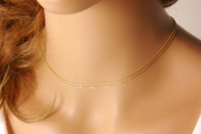 Dainty Gold Choker Necklace, double chain necklace, layering dainty necklace gold, gold layered necklace, dainty choker necklace, 17g image 7