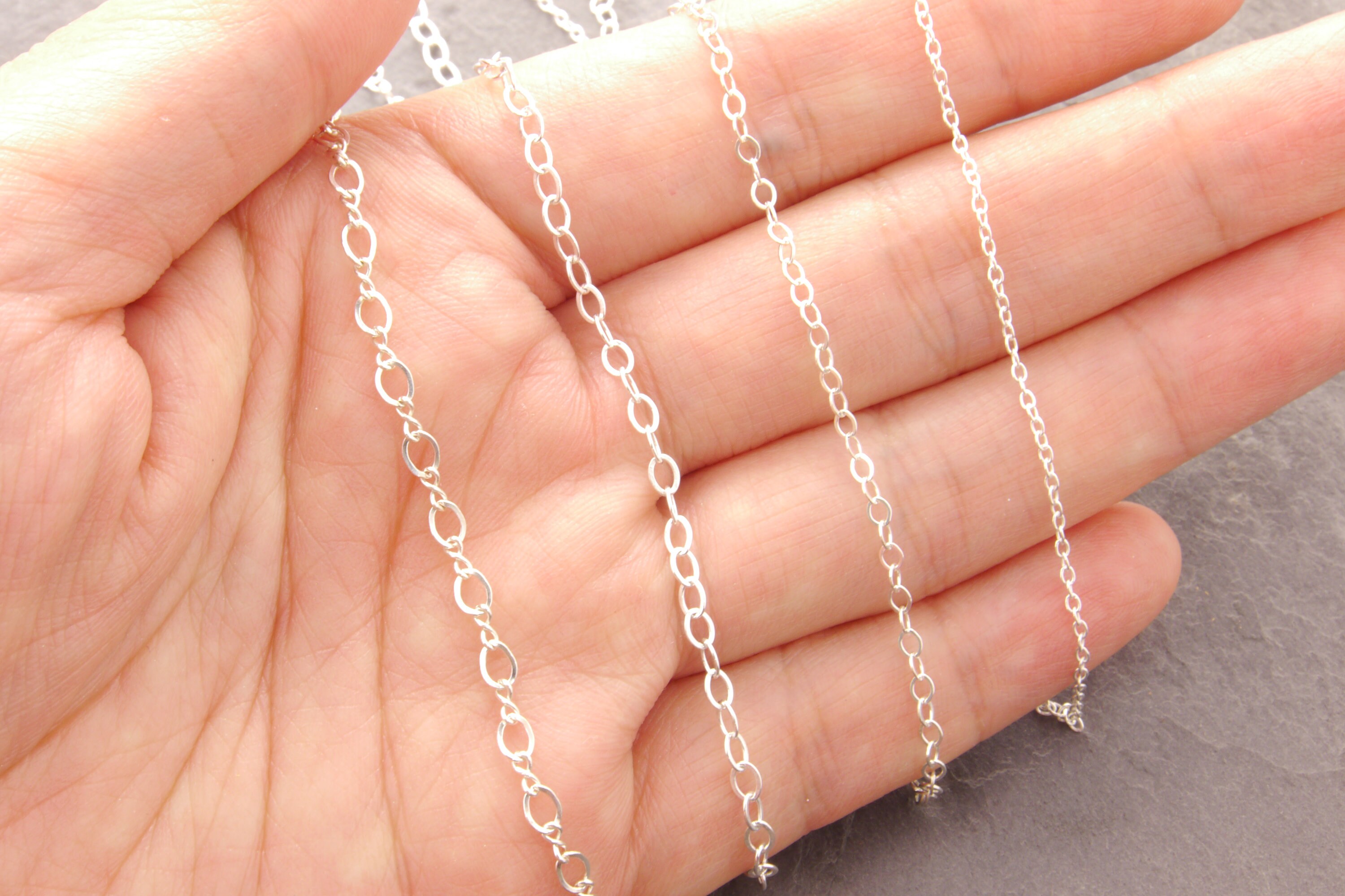 Sterling Silver Chain Necklace Silver Plain Necklace Cable Etsy