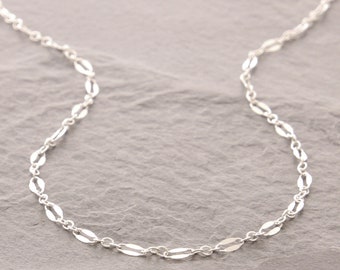 Sterling Silver Mirror Chain Necklace, double mirror chain, glitter chain necklace, sparkling chain necklace, .925 sterling silver, 34s