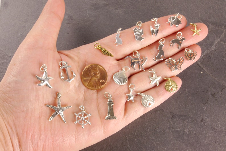 Tiny Charms, bracelet charm, charms for necklaces, silver charm, gold charm, mini charm, dainty, bird charm, leaf charm, flower charm, 8c image 7