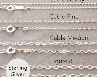 Sterling Silver Chain Necklace, silver dainty necklace, silver delicate necklace, silver choker necklace, silver necklace adjuster, 1s