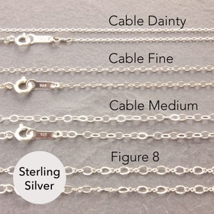 Collier de chaîne en argent sterling, collier uni argenté, chaîne de câbles, argent sterling massif, collier de chaîne simple, collier délicat, 1s