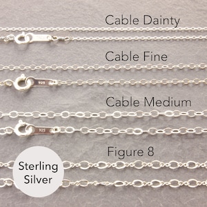 Sterling Silver Chain Necklace, silver plain necklace, cable chain, solid sterling silver, simple chain necklace, dainty necklace, 1s