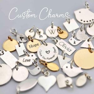 Custom Charm with Optional Sterling or Gold Filled Dainty Chain, 8c