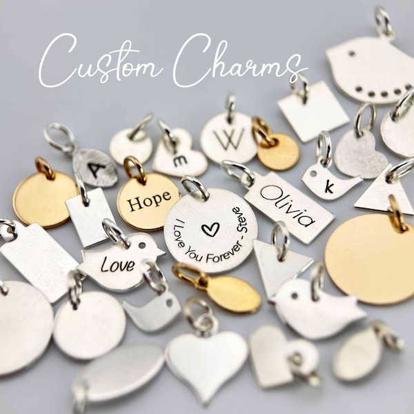 Custom Charm with Optional Sterling or Gold Filled Dainty Chain, 8c