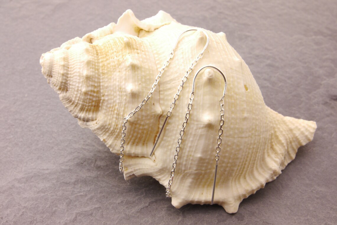 Sterling Silver Thread Earrings Silver Threader Earrings With Etsy