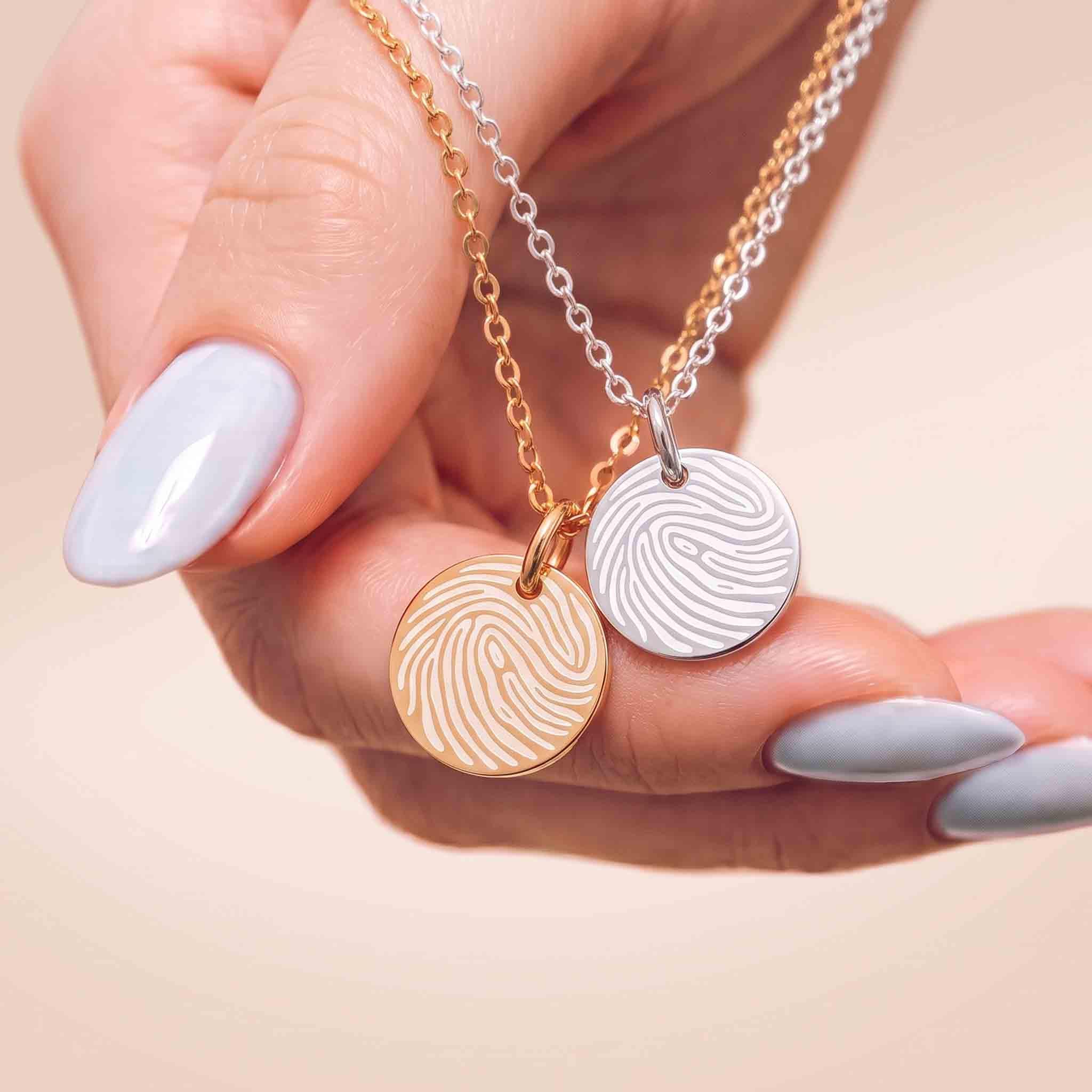 Actual Fingerprint Necklace - Sterling Silver or Gold Filled - Memorial Jewelry - Family Keepsake - Gift for Mom - Valentine's Day - 70sg