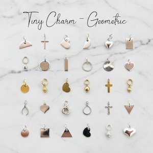 Tiny Geometric Charm with Optional Sterling Silver or Gold Filled Chain, 8c