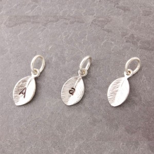 Silver Leaf Charm, initial charm, mini leaf charm, personalized leaf, add charms, charm bracelet, small leaf, custom initial charm, 8c-229 image 1