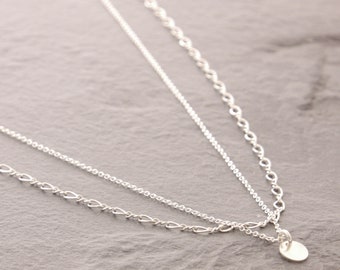 Sterling Silver Layering Necklace Set, silver layered necklace, dainty layering necklaces, silver tiny disc necklace, figure 8 necklace, 37s