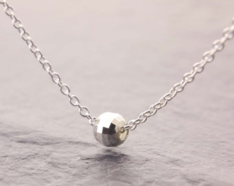 Silver Mirror Ball Necklace, disco ball necklace, delicate chain necklace, silver chain necklace, gift for her, jewelry for minimalists, 7s