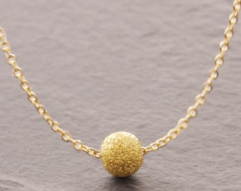 Gold Bead Necklace, 14k gold filled, single bead necklace, mini bead necklace, gold dainty necklace, gold thin necklace, delicate chain, 29g
