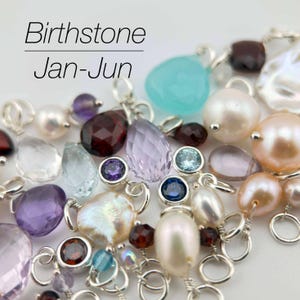 Birthstone Charm, January birthstone charm, February birthstone charm, March birthstone, April birthstone, May birthstone, June birthstone