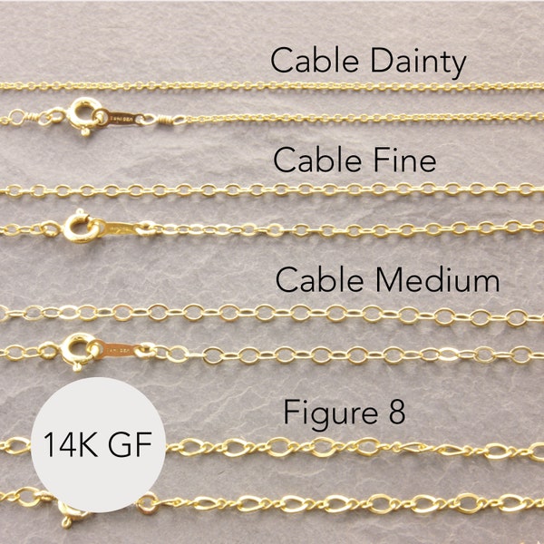 Plain Gold Chain Necklace, 1.5 to 36 inches, 14k gold filled chain, gold choker necklaces, gold layering necklace, necklace adjuster, 1g