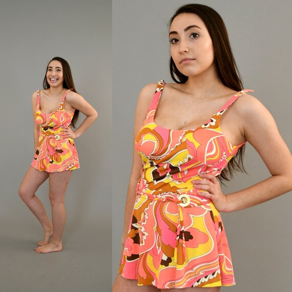 1960's mod Catalina swimsuit with belt