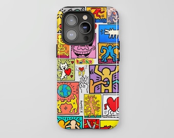 Keith Haring Pop Art, custodia per iPhone a quadri, regalo per iPhone 18 17 16 15 14 13, Samsung S26