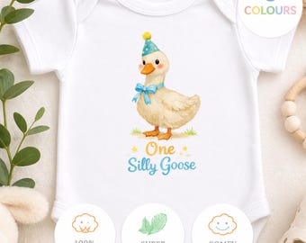 One Silly Goose First Birthday Outfit Boy, 1st Birthday Outfit Boy, Cake Smash Outfit, Baby Birthday Onesie, Goose Birthday Shirt
