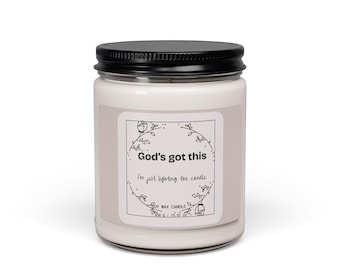 God's Got This-kaars voor bevestiging van de Schriften | Sojageurkaars 9oz