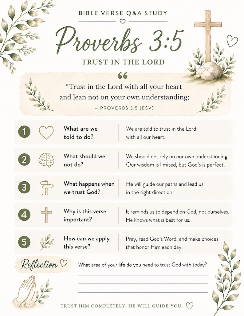 Study Guide on Proverbs 3:5 - Etsy