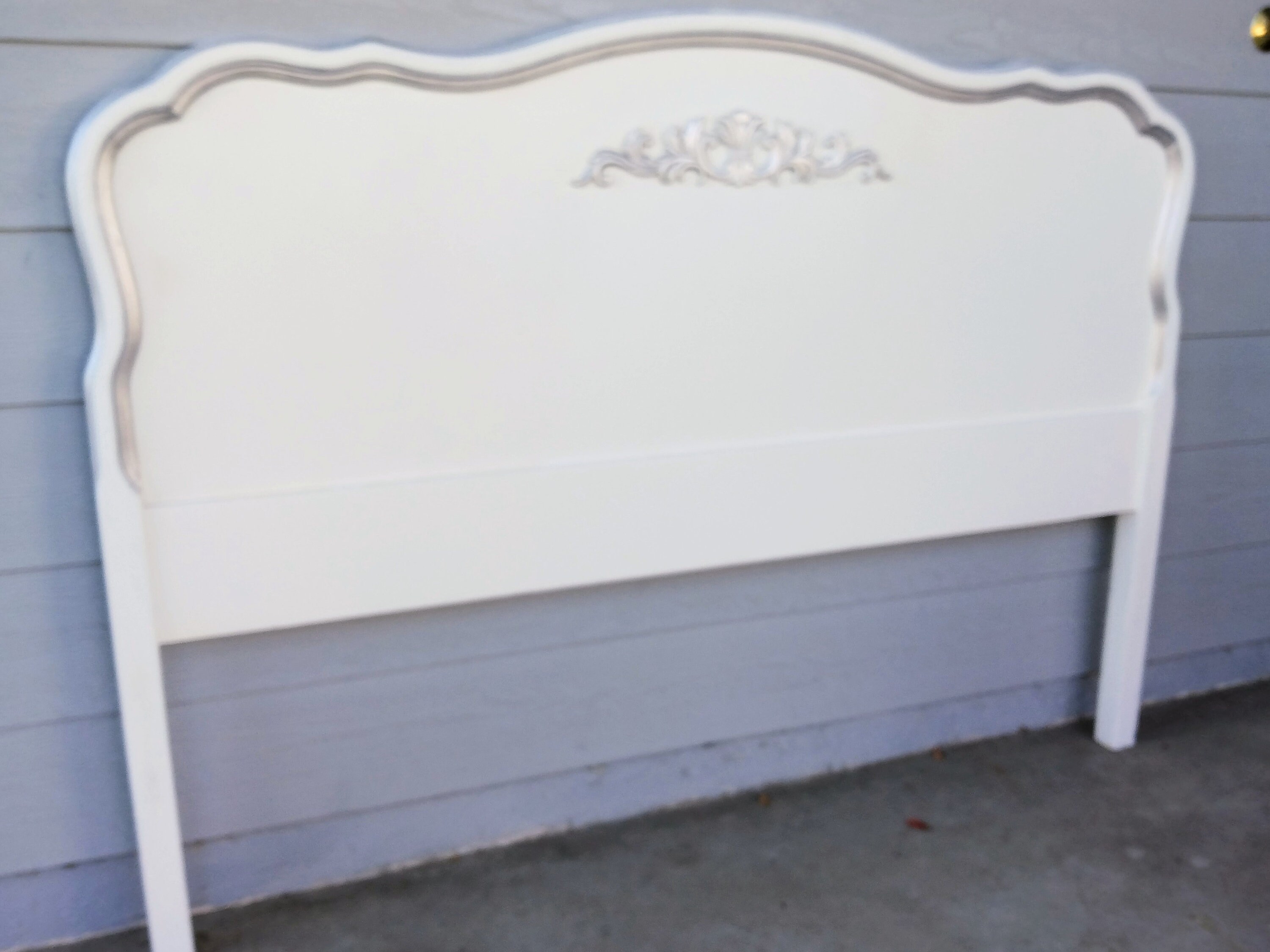 White & Silver French Provincial Full Headboard // Southern Etsy