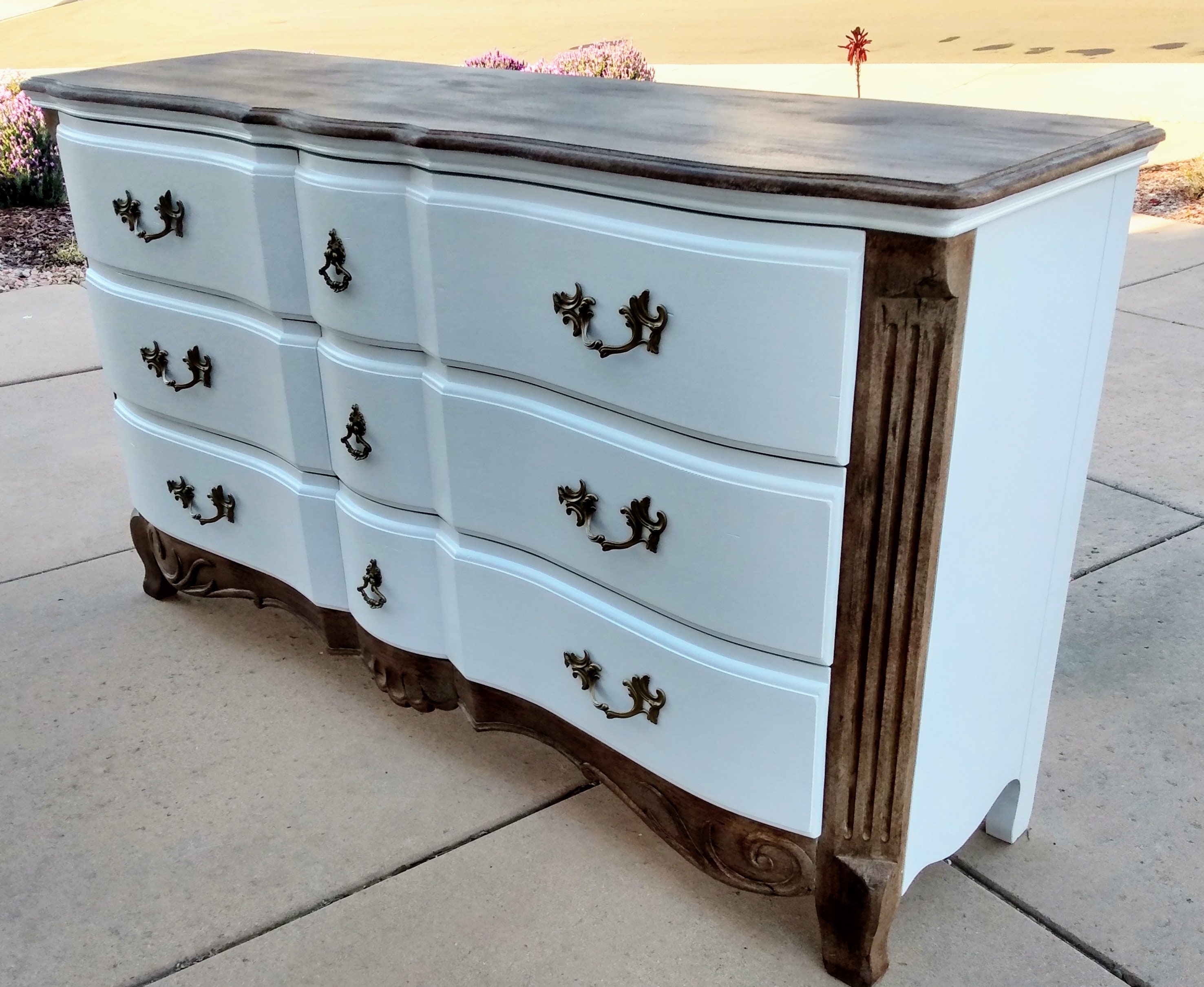 White French Country Farmhouse Dresser Credenza Chest Etsy