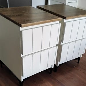 Pair of White Modern Retro  Mid Century Style End Tables, Nightstands // Custom Colors Available