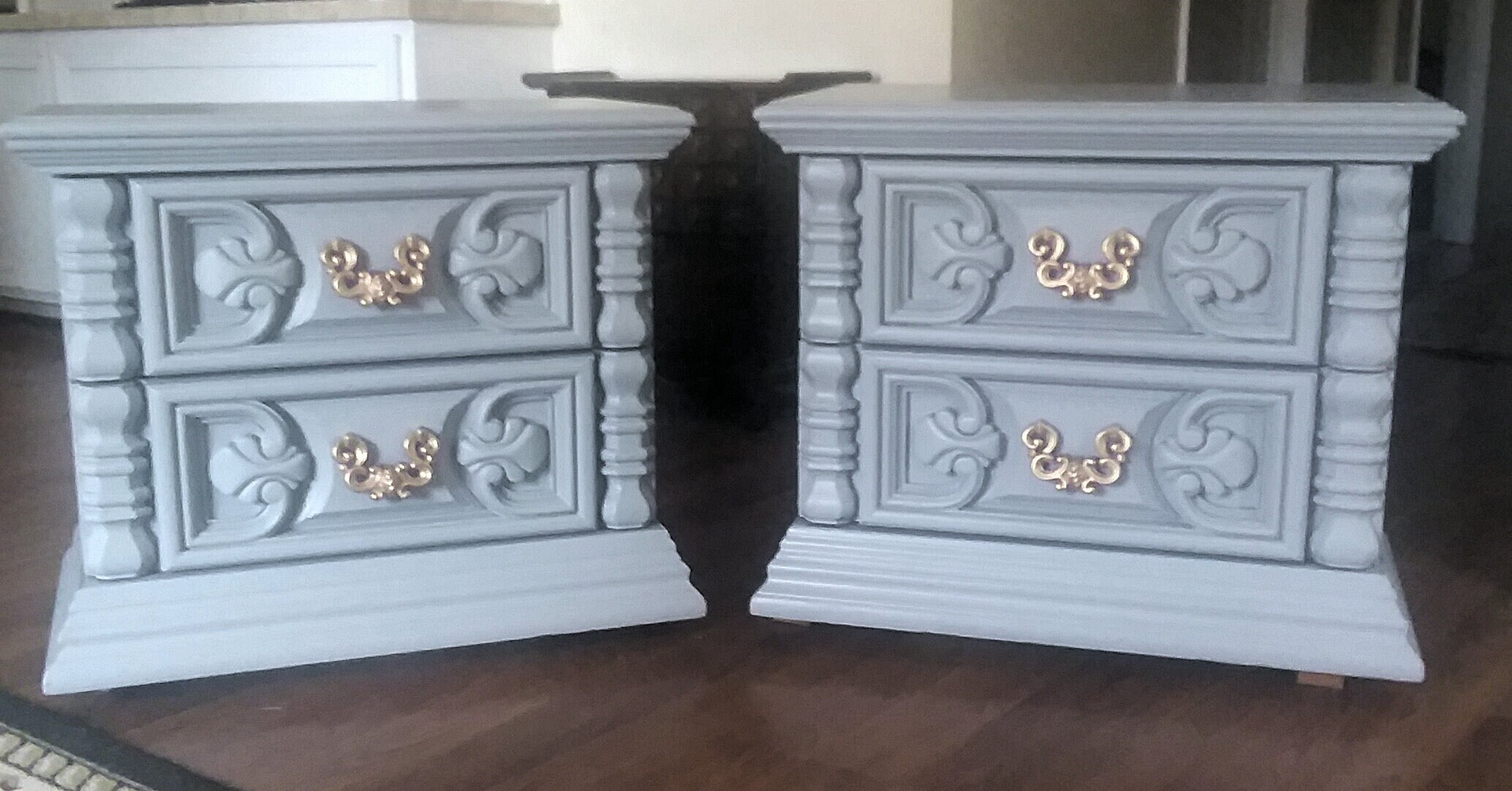 Gray Modern Spanish Revival End Tables Nightstands Etsy