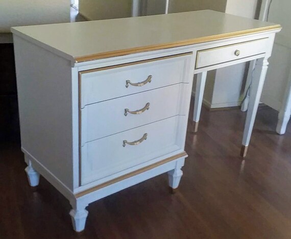 French Hollywood Regency Writing Desk By Dixie White And Gold French Hollywood Regency Writing Desk