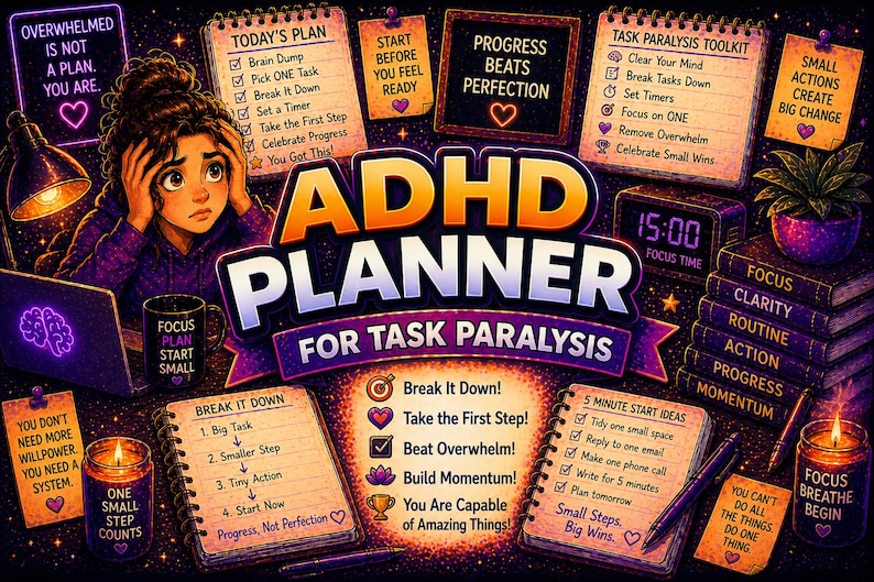 Task Paralysis ADHD Planner | Small Steps Productivity Tool - Etsy