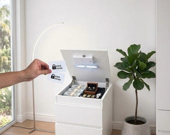 Nightstand with Secret Compartment - Modern Wood Side Table - Hidden Drawer Shelf - Nightstand with NFC Card Lock