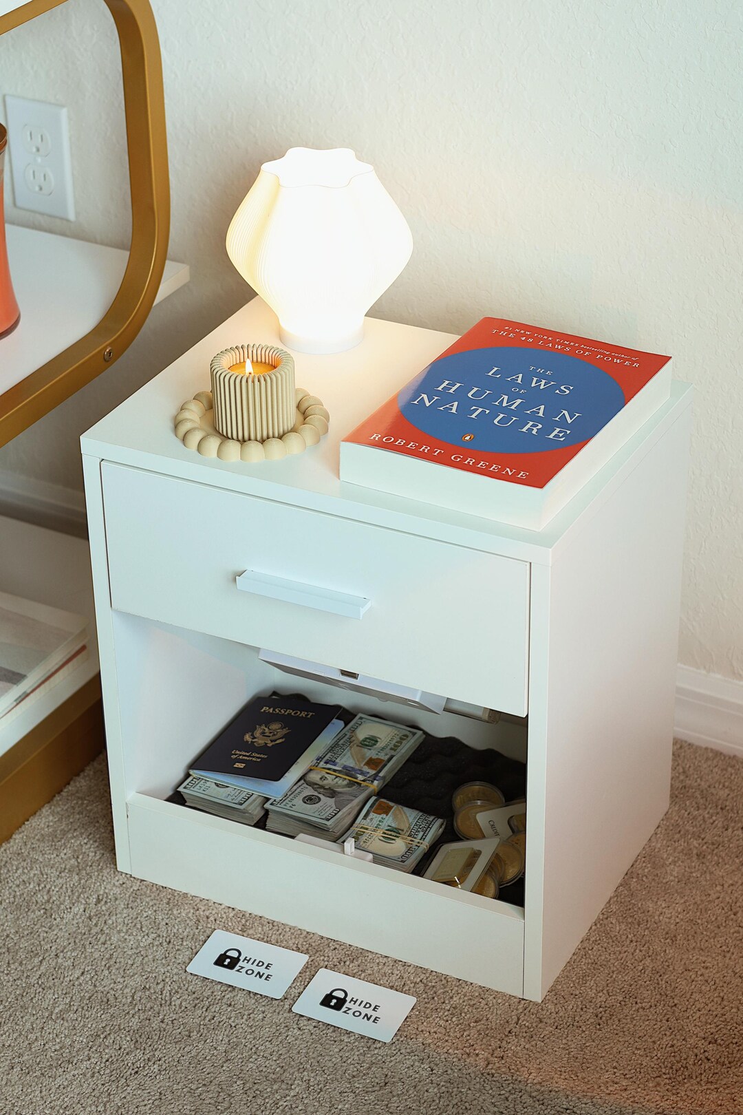 Secret Table Clean Design Bedside Table With Hidden RFID Lock - Storage Cabinet ...