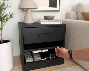 Hidden Safe Nightstand with RFID Lock , Diversion Safe Cabinet, Bedside Table with Hidden Storage, Narrow Nightstand, Bedroom Cabinet
